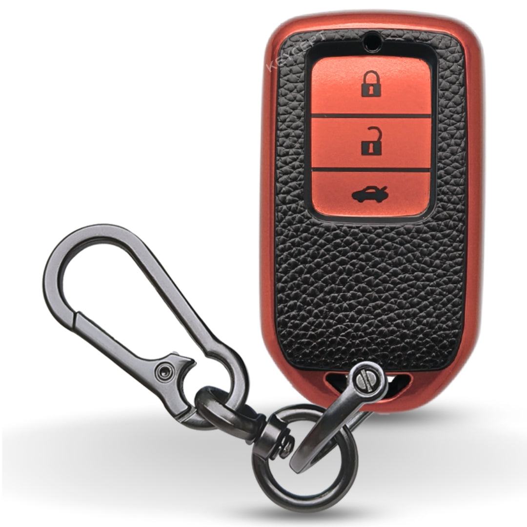 Honda TPU Leather Key Cover with Keychain. (Type 1)