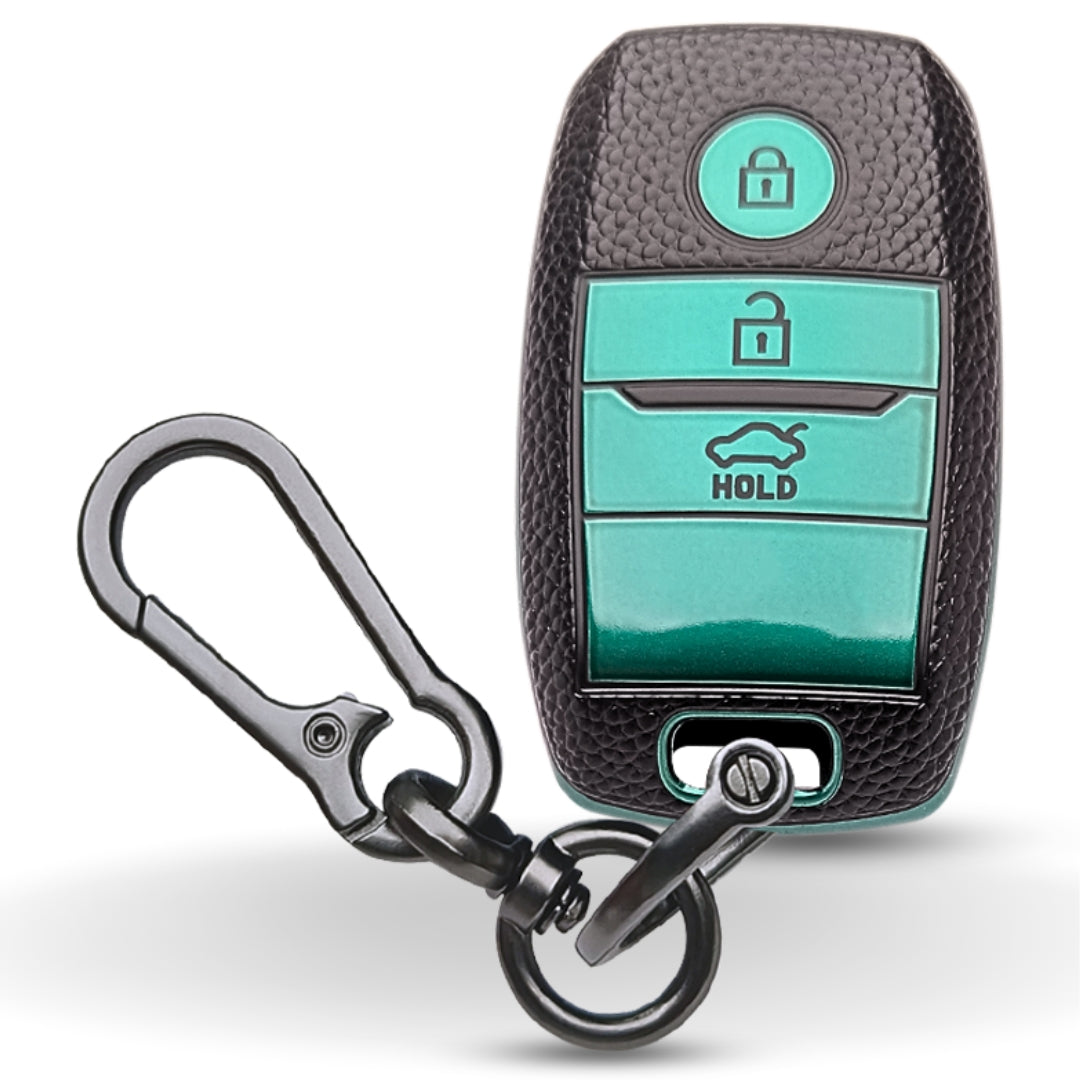 Kia TPU Leather Key Cover with Keychain. (Type 1)