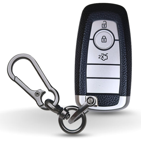 Ford TPU Leather Key Cover With Keychain. (Type 1)