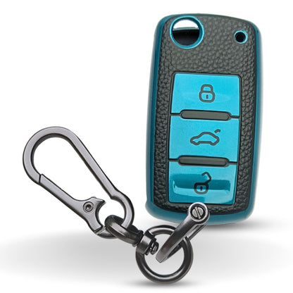 Skoda/ Volkswagen TPU Leather Key Cover with Keychain. (Type 1)