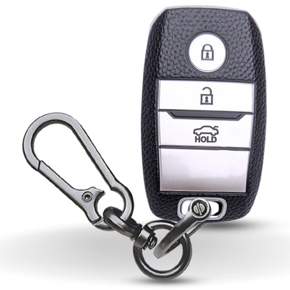 Kia TPU Leather Key Cover with Keychain. (Type 1)