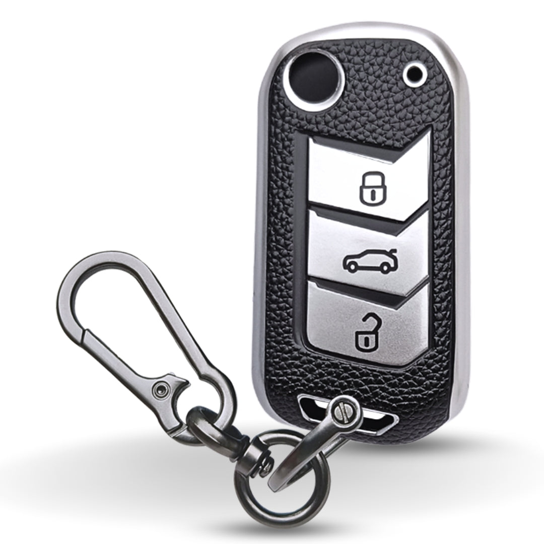 Mahindra TPU Leather Key Cover With Keychain. (Type 1)