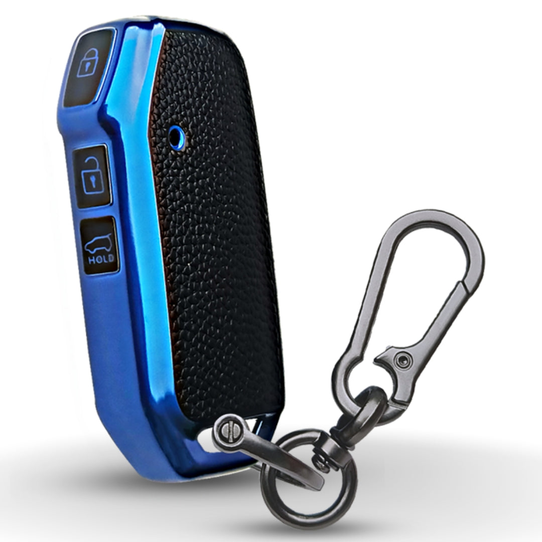 Kia TPU Leather Key Cover with Keychain. (Type 1)