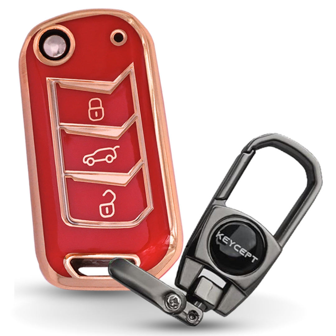 Mahindra Gold Line TPU Key Cover With Keychain (Type 2)