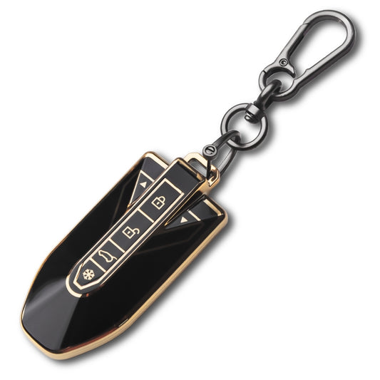 Mahindra Gold Line TPU Key Cover with Keychain.(Type 1)