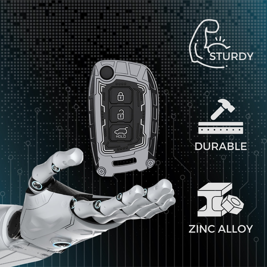 Hyundai Metal Armor Car Key Cover for with Keychain (Type M4)