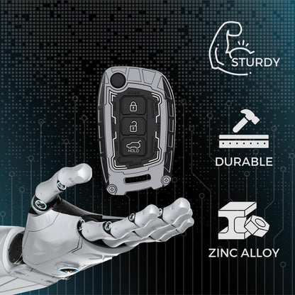 Hyundai Metal Armor Car Key Cover for with Keychain (Type M4)