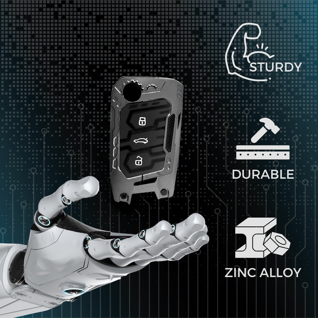Skoda/ Volkswagen Metal Mecha Key Cover with Keychain (Type M3)