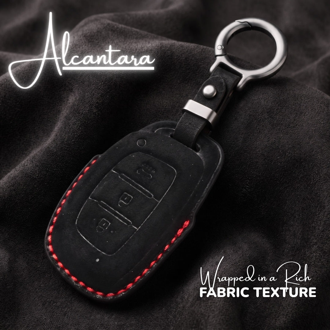 Hyundai Alcantara Crest Car Key Cover with Keychain (Type K10)