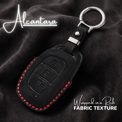 Hyundai Alcantara Crest Car Key Cover with Keychain (Type K10)