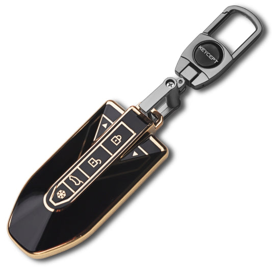 Mahindra Gold Line TPU Key Cover with Keychain.(Type 2)