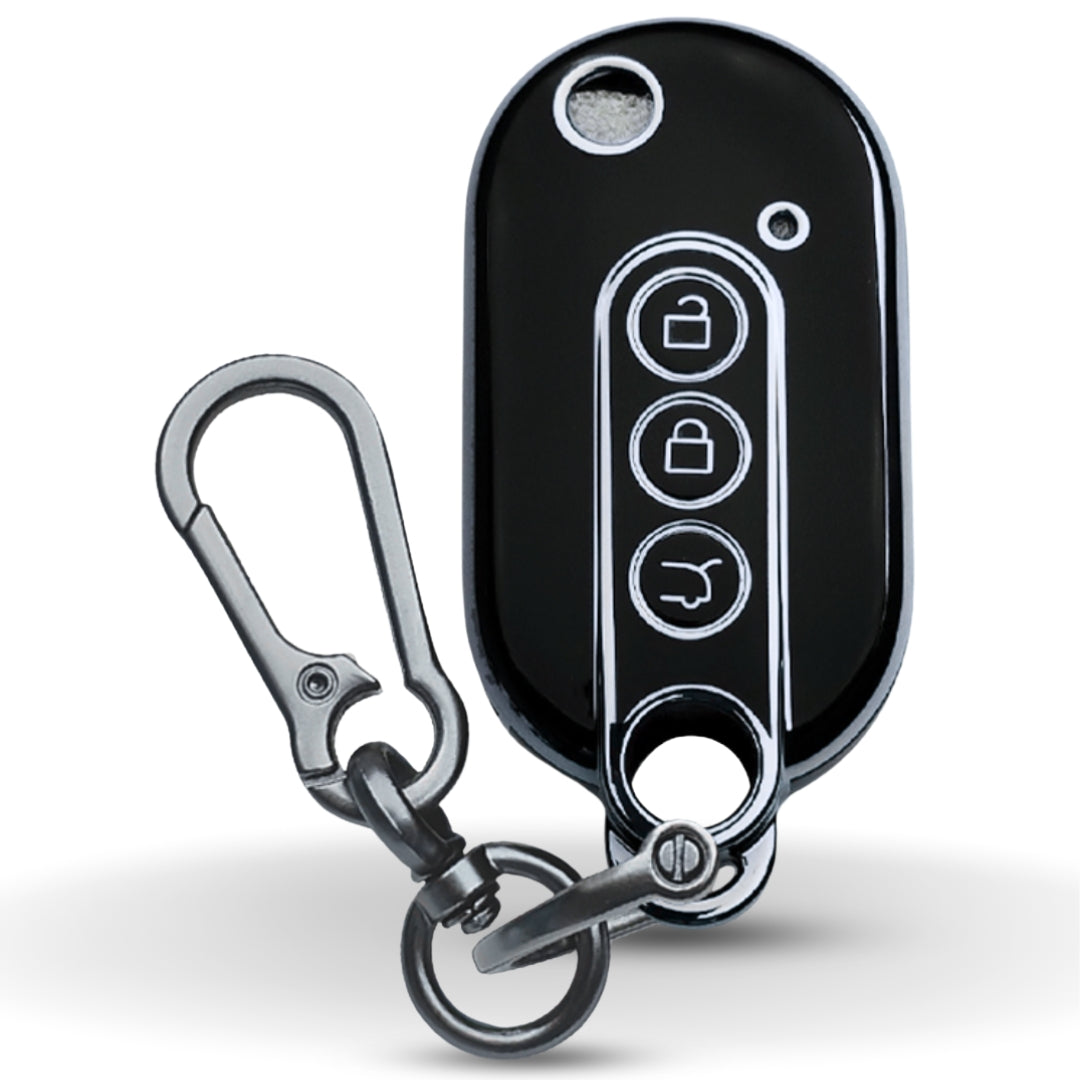 Keycept Silver Line TPU Car Key Cover for MG Comet EV Electric 3 Button Flip Key with keychain (Type K1)