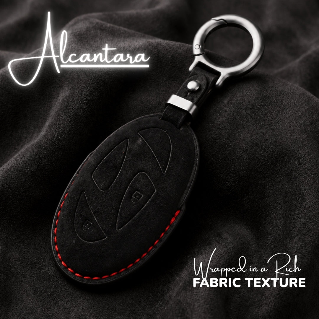 Hyundai Alcantara Crest Car Key Cover with Keychain (Type K10)