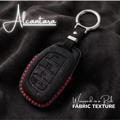 Hyundai Alcantara Crest Car Key Cover with Keychain (Type K10)