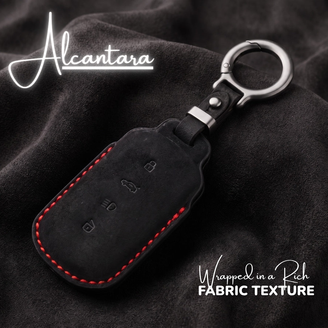 Tata Alcantara Crest Car Key Cover with Keychain (Type K10)