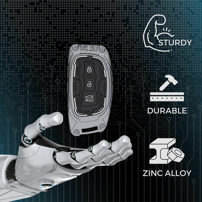 Hyundai Metal Armor Car Key Cover with Keychain(Type M4)