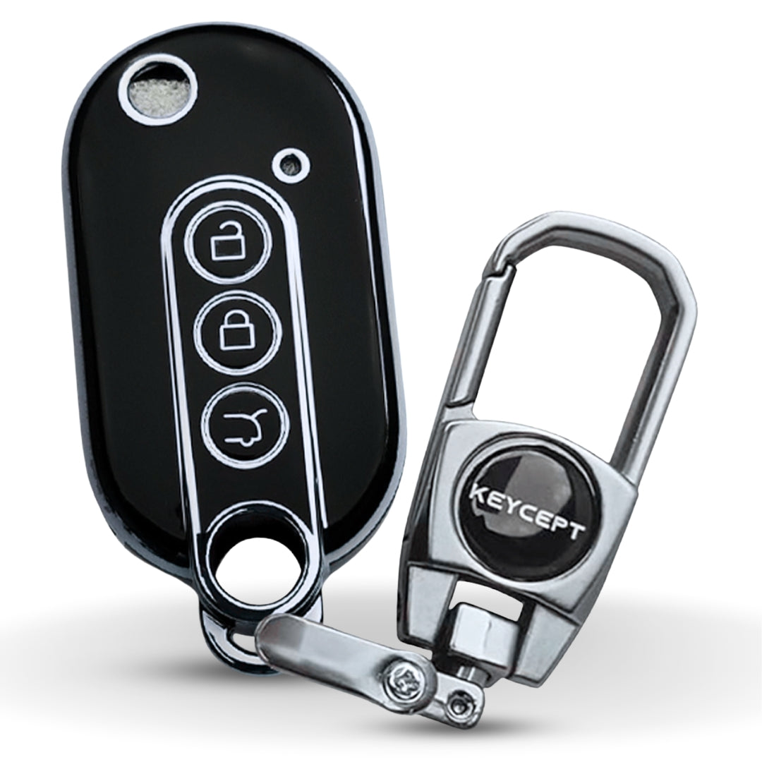 Keycept Silver Line TPU Car Key Cover for MG Comet EV Electric 3 Button Flip Key with keychain (Type K2)