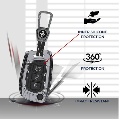 Hyundai Metal Armor Car Key Cover for with Keychain (Type M4)