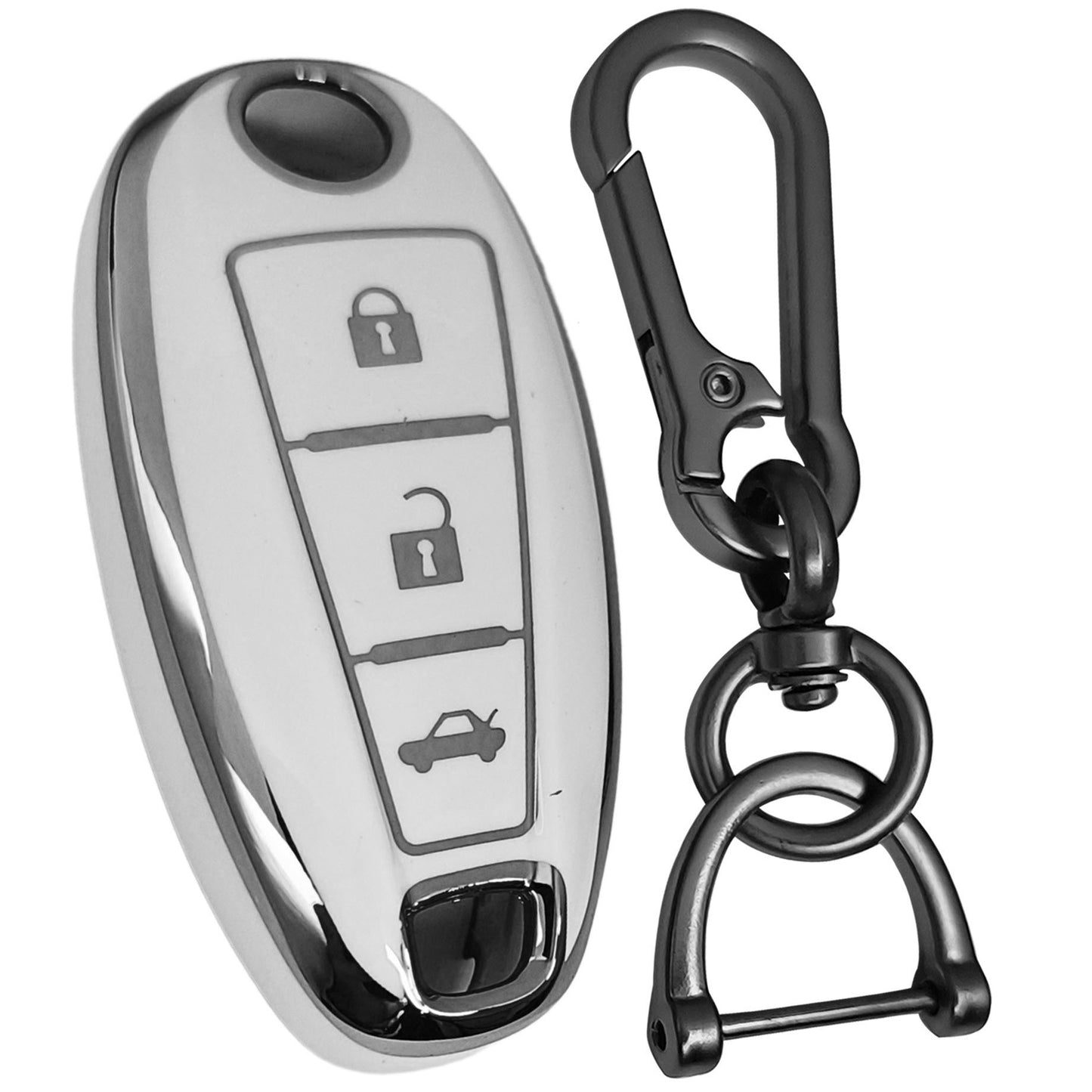 Suzuki Silver Line TPU Key Cover with Keychain