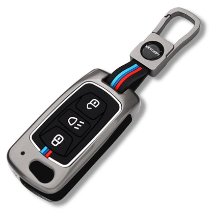 Keycept Metal Alloy Car Key Cover for Tata Tigor, Bolt, Nexon, Hexa, Zest, Tiago, Punch, Safari, Altroz, Storme 3 button Flip Key Cover with Keychain (Type M1)