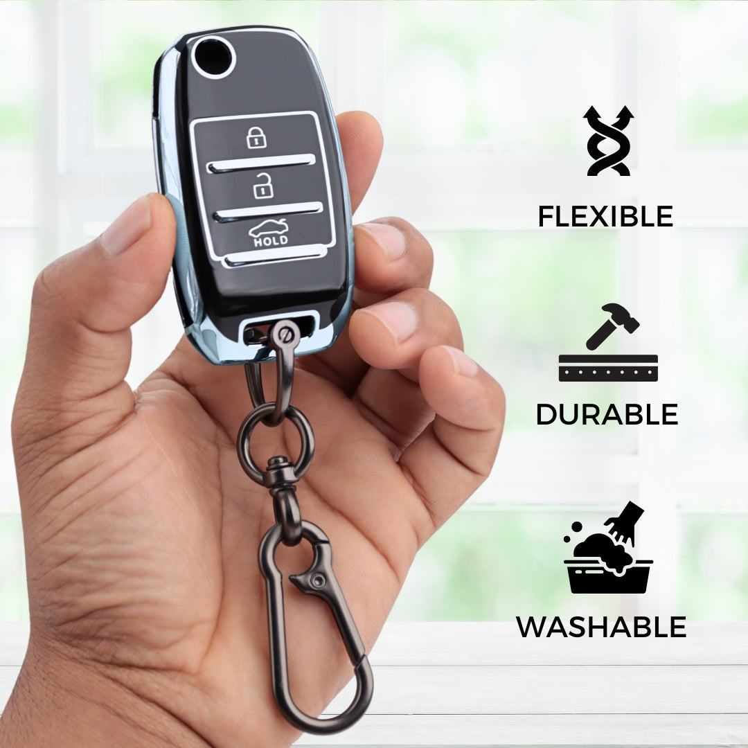 Kia Silver Line TPU Key Cover with Keychain