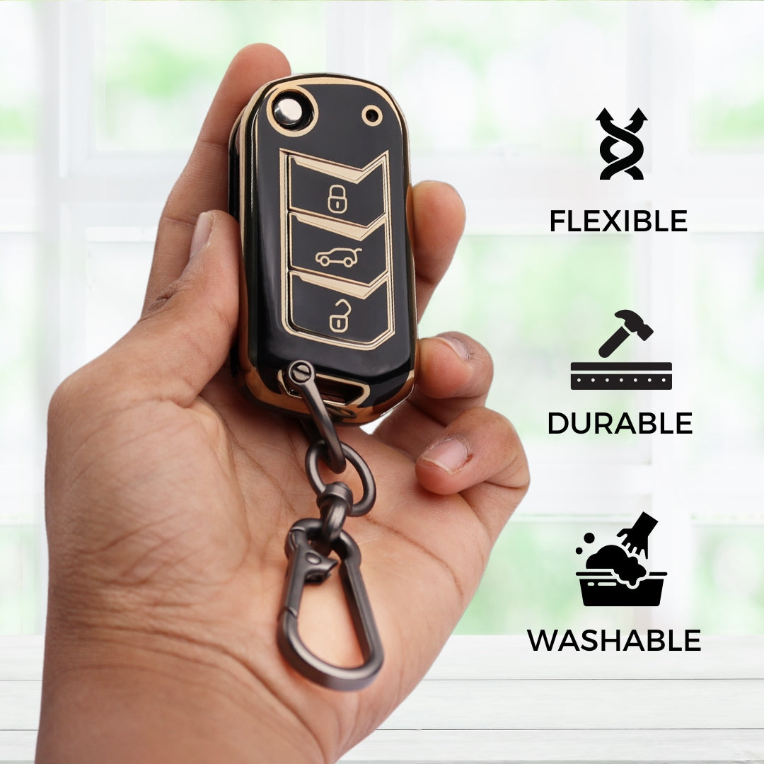 Mahindra Gold Line TPU Key Cover With Keychain