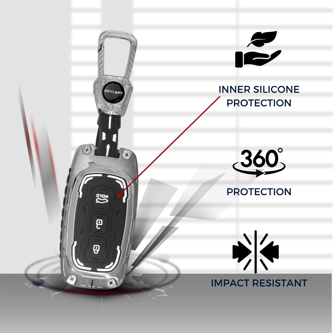 Kia Metal Armor Car Key Cover with Keychain.(Type M4)