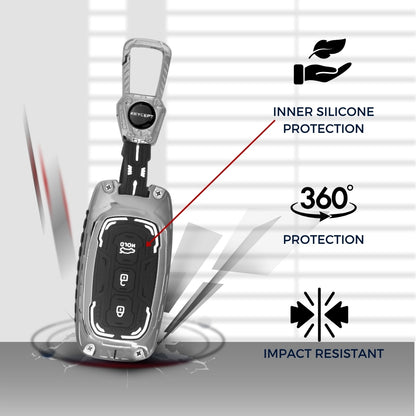 Kia Metal Armor Car Key Cover with Keychain.(Type M4)