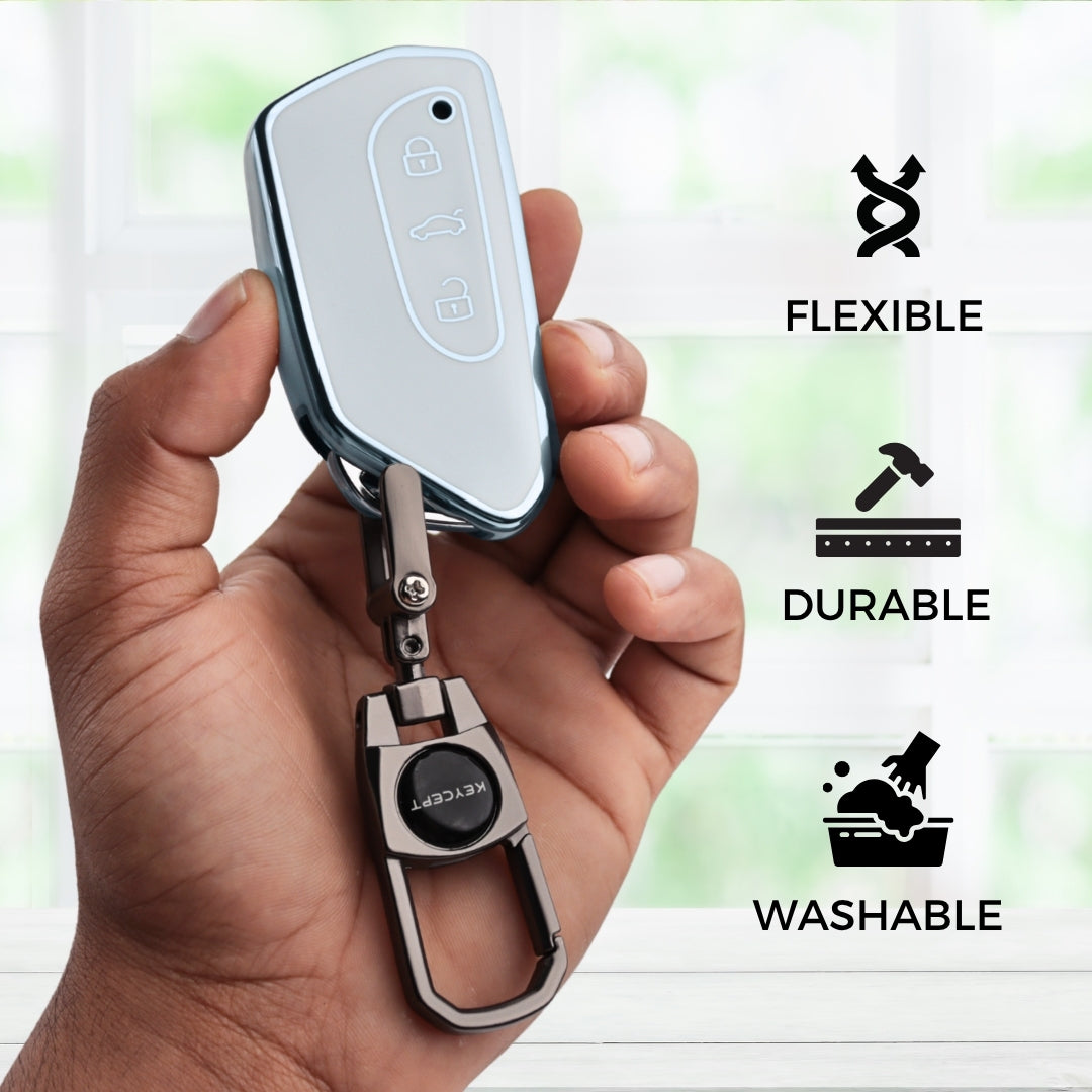 Skoda/Volkswagen Silver Line TPU Cover with Keychain