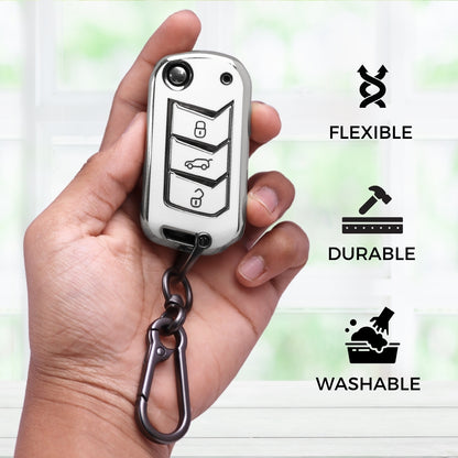 Mahindra Silver Line TPU Key Cover With Keychain