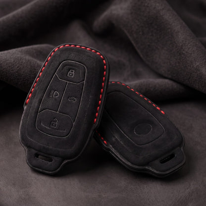 TATA Alcantara Crest Car Key Cover with Keychain (Type 10)
