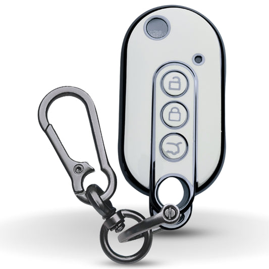 Keycept Silver Line TPU Car Key Cover for MG Comet EV Electric 3 Button Flip Key with keychain (Type K1)