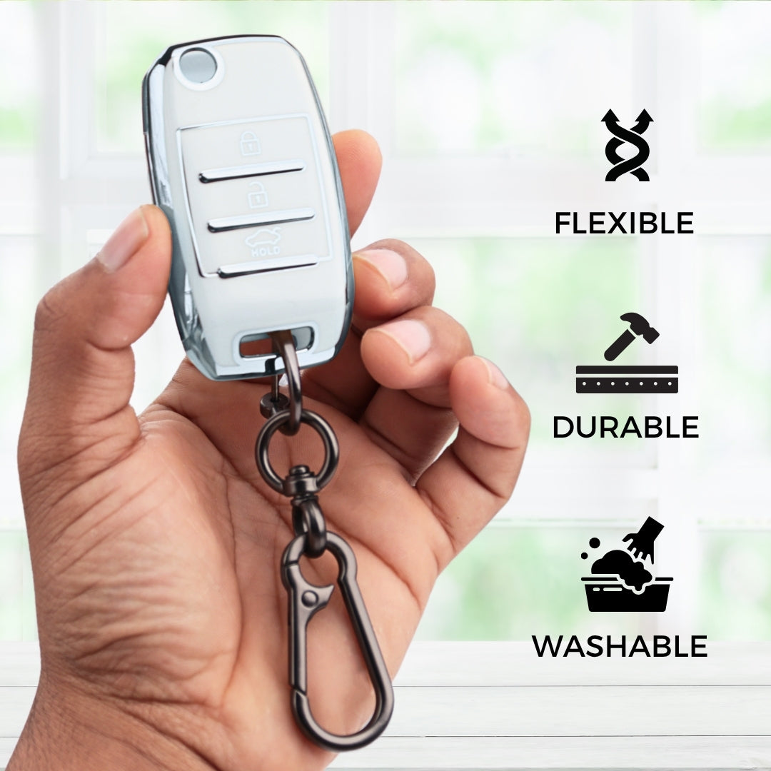 Kia Silver Line TPU Key Cover with Keychain