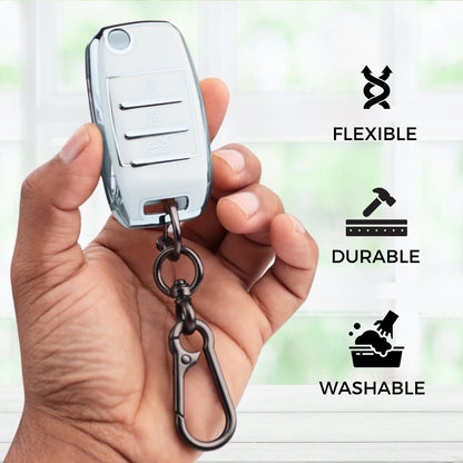 Kia Silver Line TPU Key Cover with Keychain