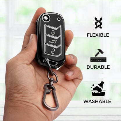 Mahindra Silver Line TPU Key Cover With Keychain