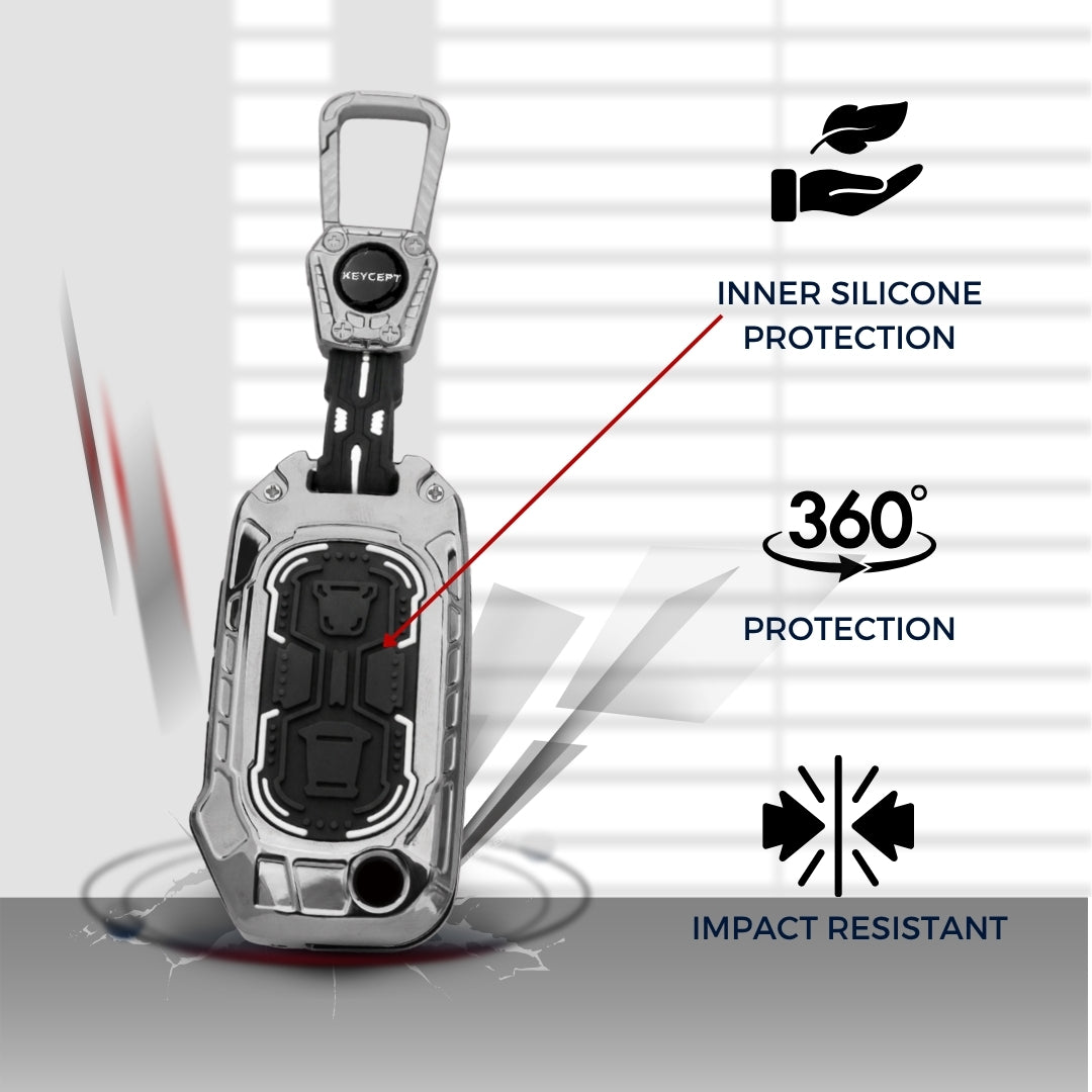 Kia Metal Armor Car Key Cover with Keychain (Type M4)