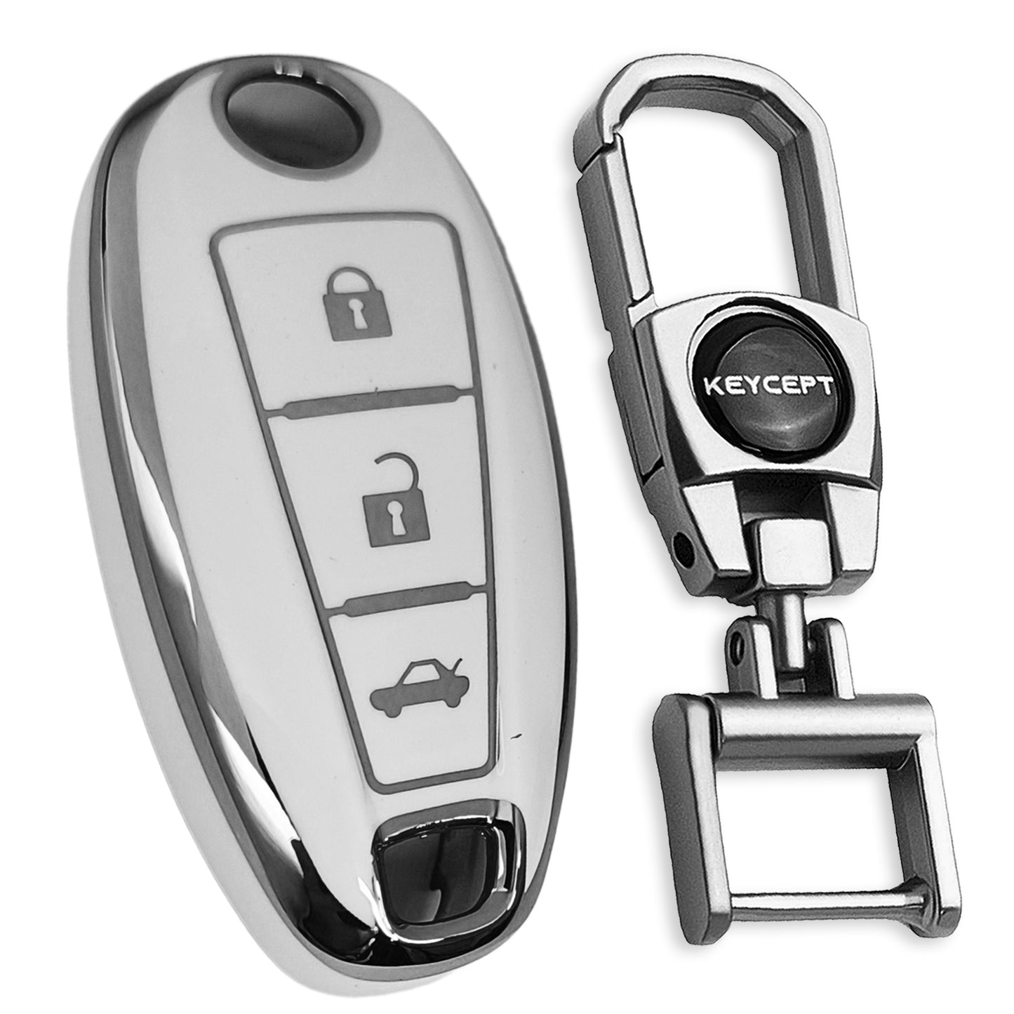 Silver Line TPU Key Cover with Keychain (Type 2).