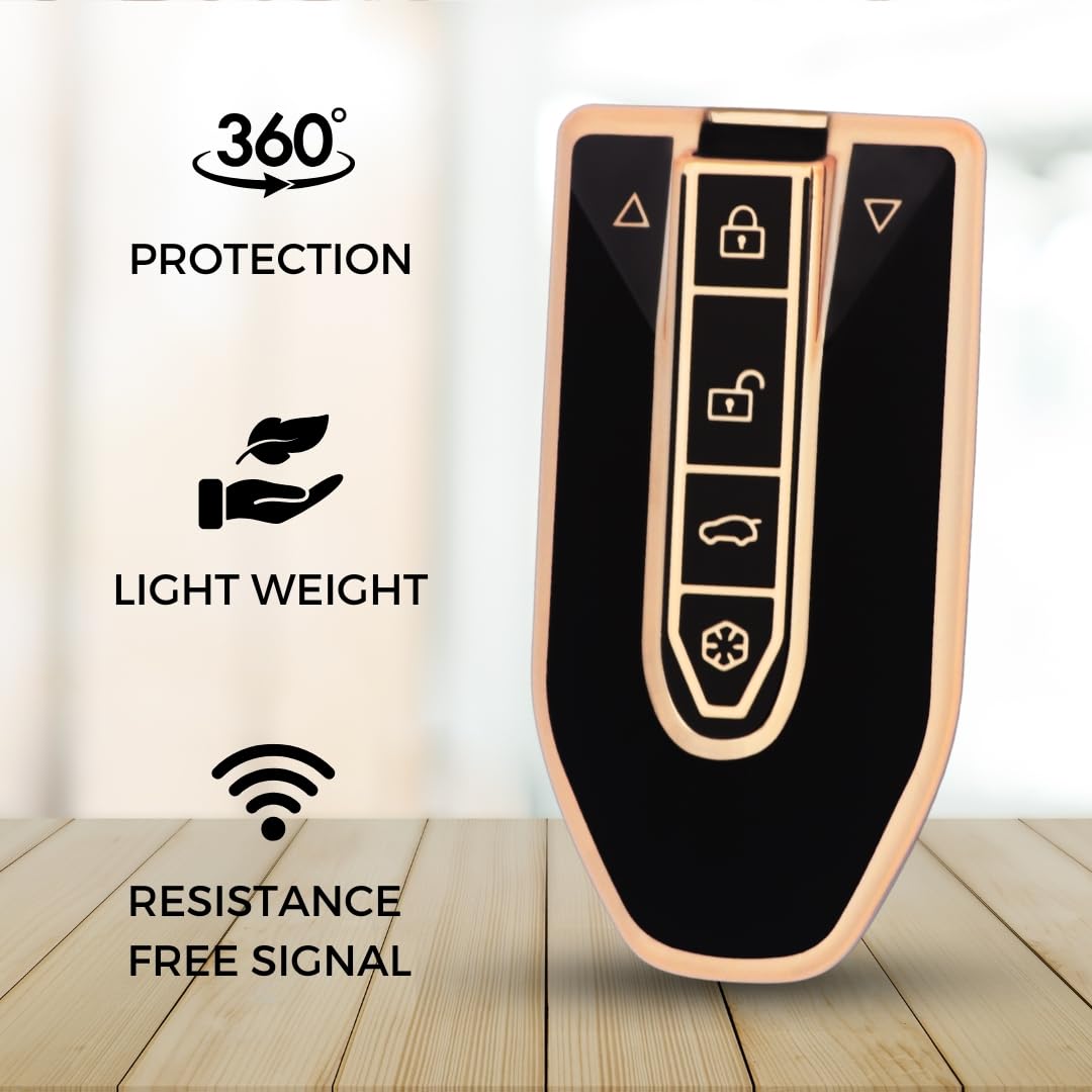 Keycept Gold Line TPU Key Cover Compatible with Mahindra XUV |  BE6  XEV 9 - 4 Button Smart Key.