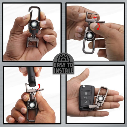 Keycept Tristar Silicone Car Key Cover for Skoda Kushaq, Octavia, Kodiaq, Superb, Slavia, Passat, Virtus, T Roc 3 Button Flip Key with Keychain (Type K8)
