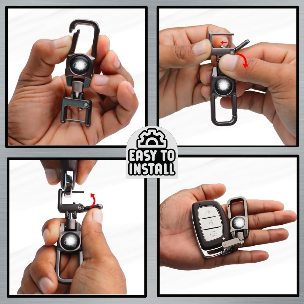 Keycept Tristar Silicone Car Key Cover for Hyundai Creta, Venue, Aura, i20, Grand i10 Nios, Xcent 3 Button Flip Key with Keychain (Type K8)