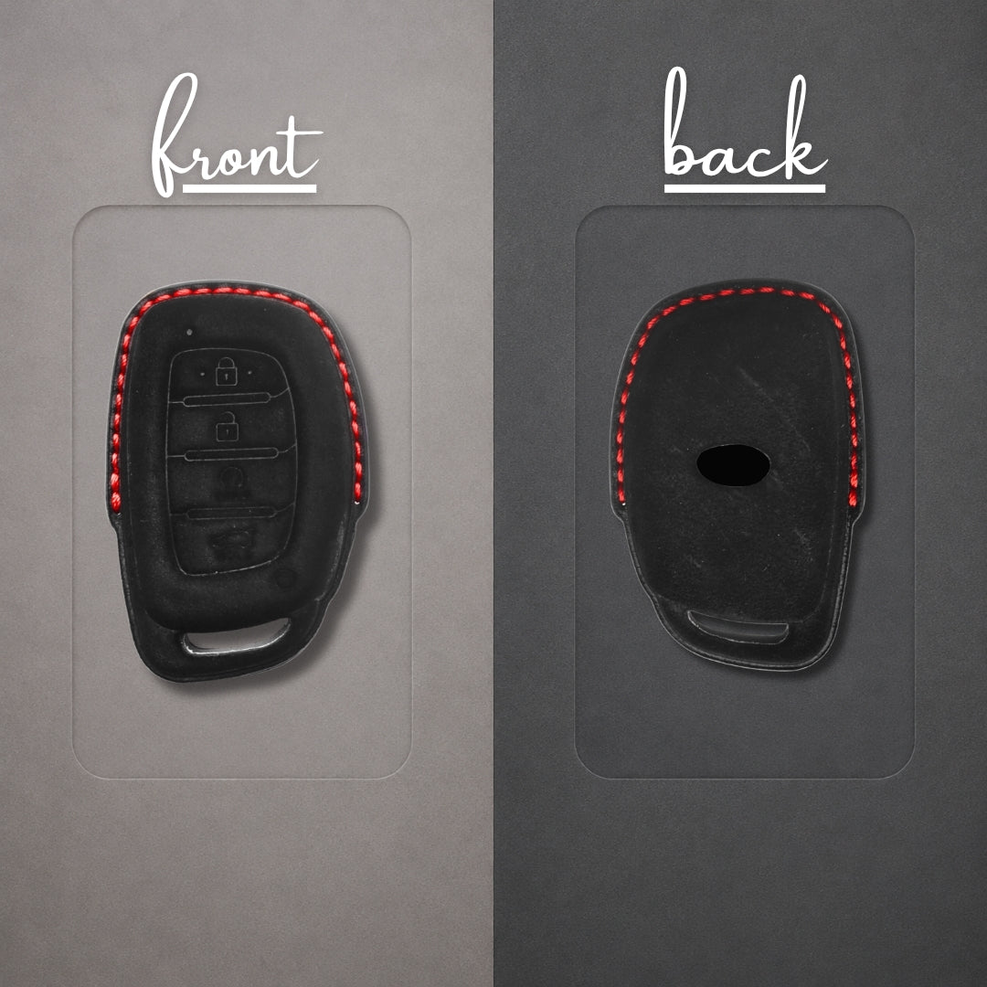 Hyundai Alcantara Crest Car Key Cover with Keychain (Type K10)