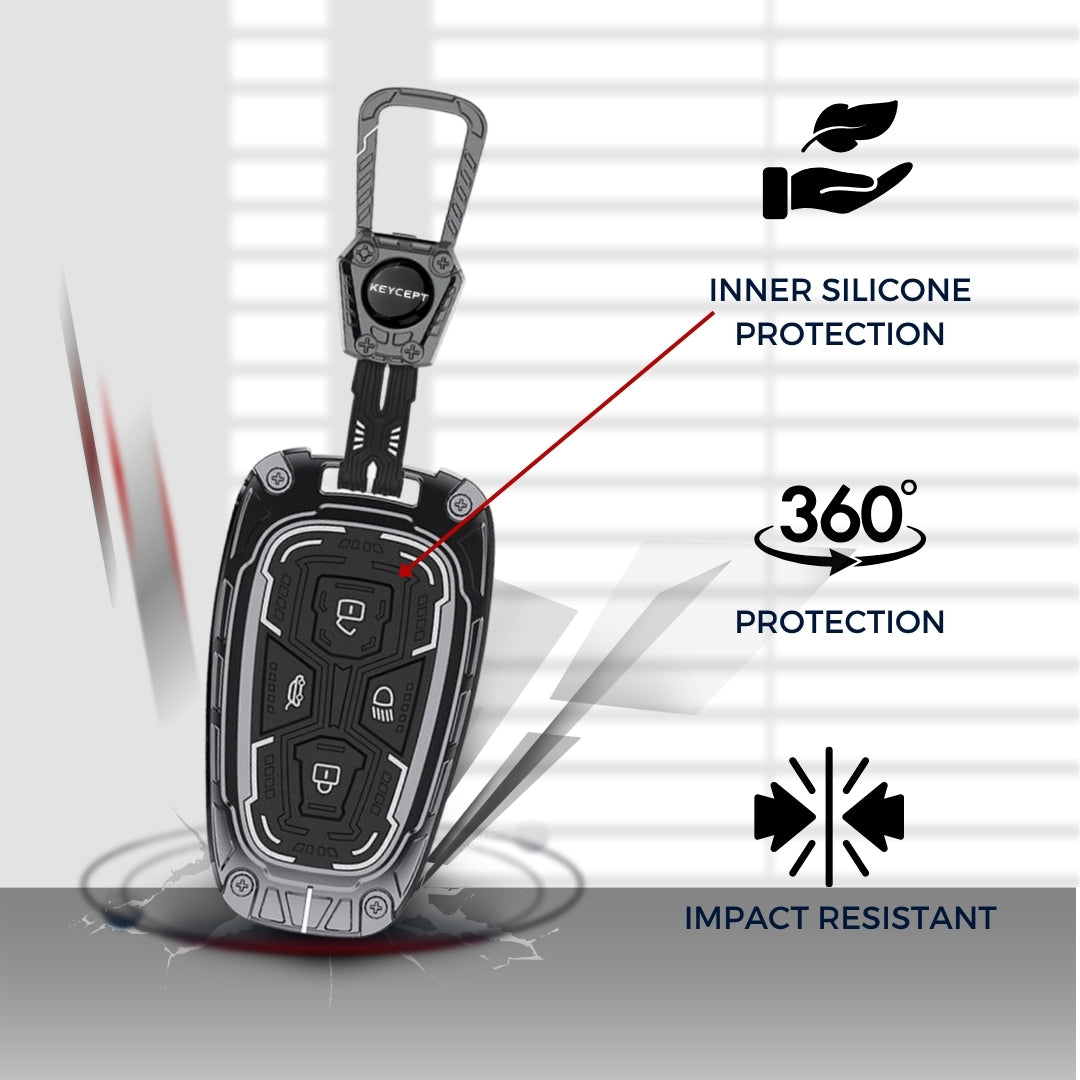 Tata Metal Armor Car Key Cover with Keychain (Type M4)