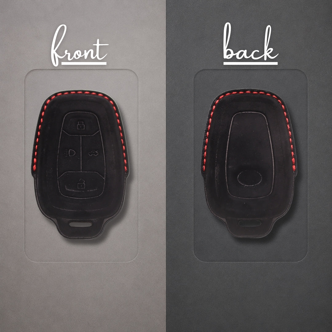 TATA Alcantara Crest Car Key Cover with Keychain (Type 10)
