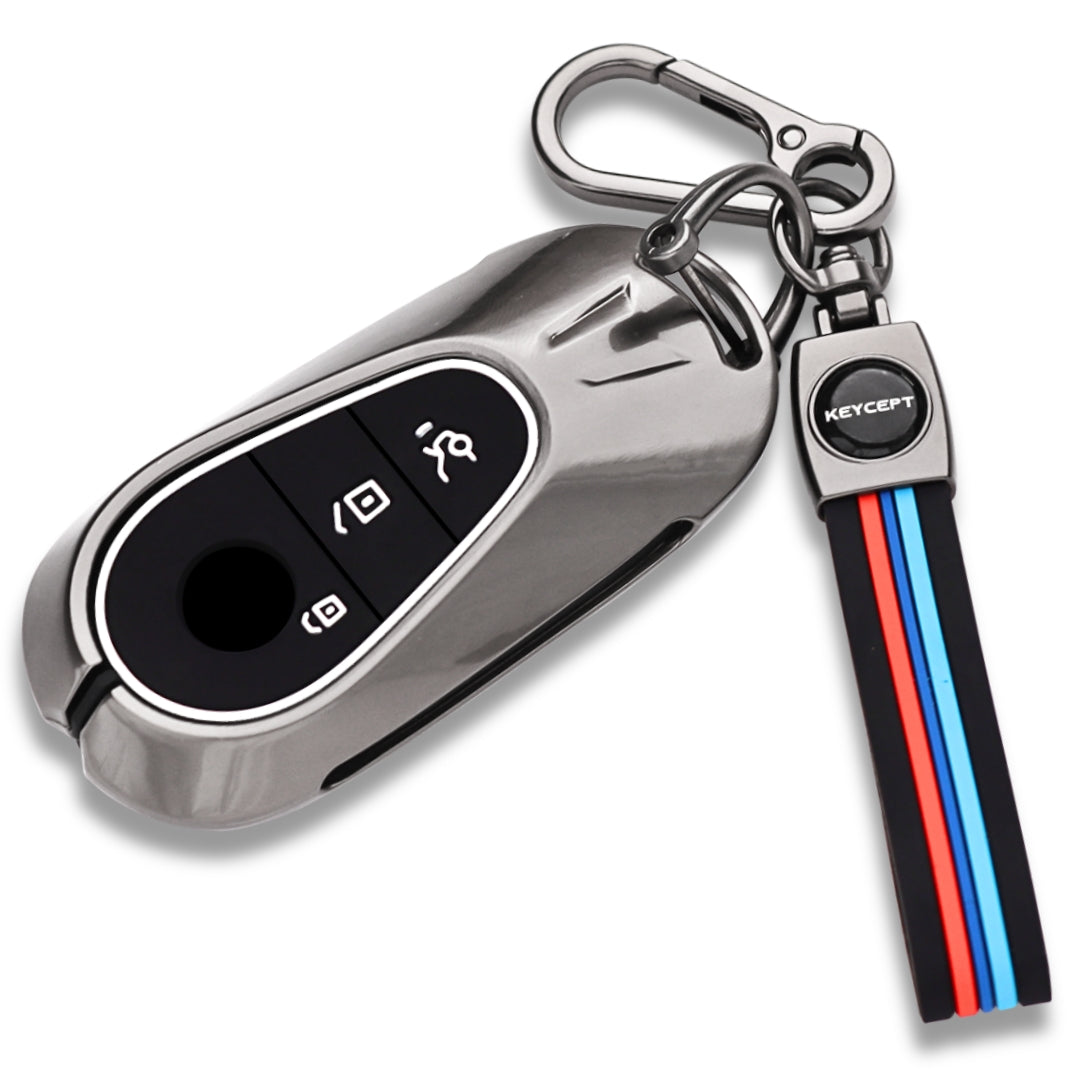 Mercedes Metal Alloy Key Cover with Keychain (Type M2)