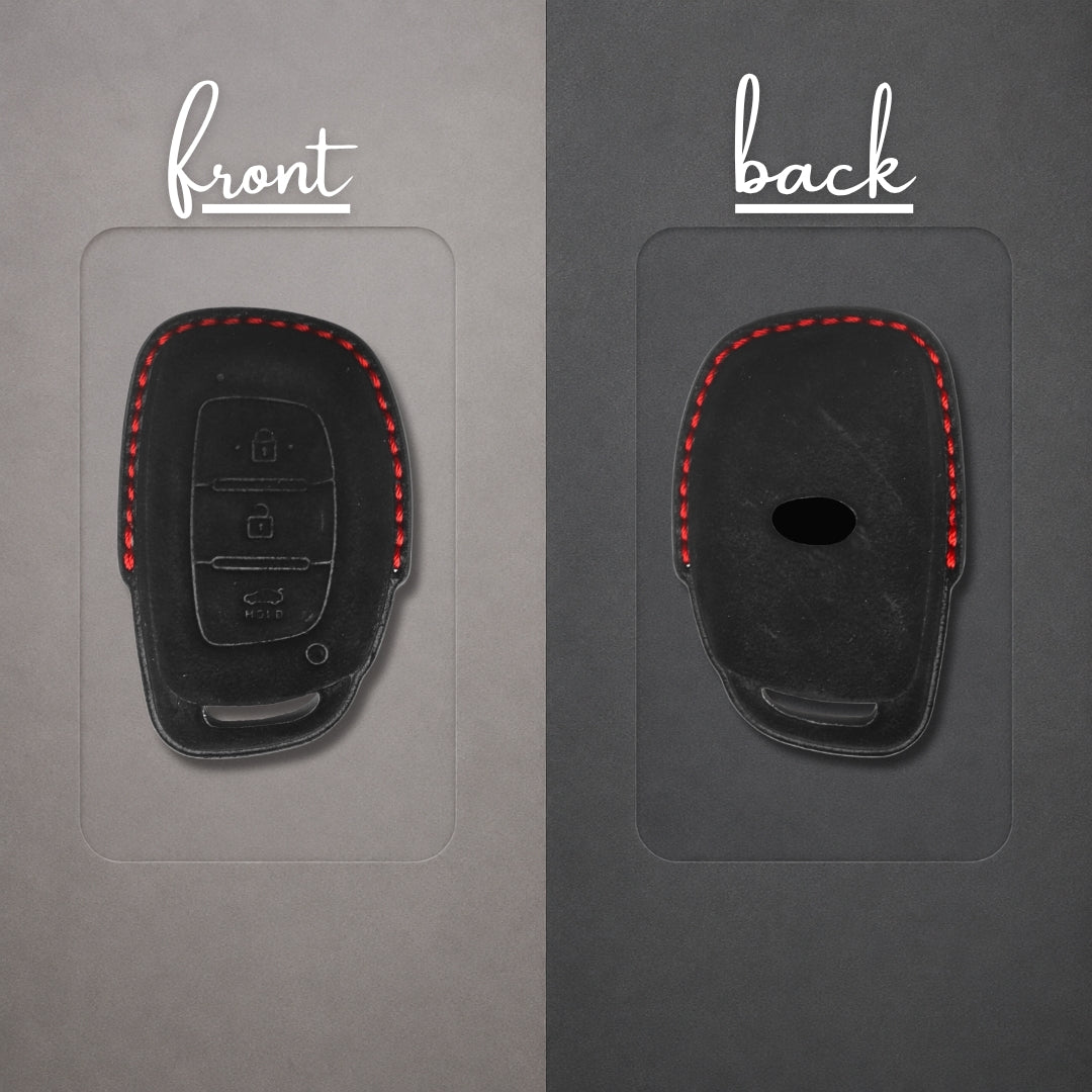 Hyundai Alcantara Crest Car Key Cover with Keychain (Type K10)