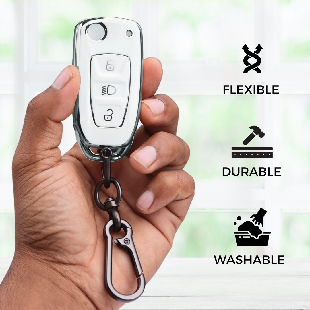 Tata Silver Line TPU Key Cover with Keychain