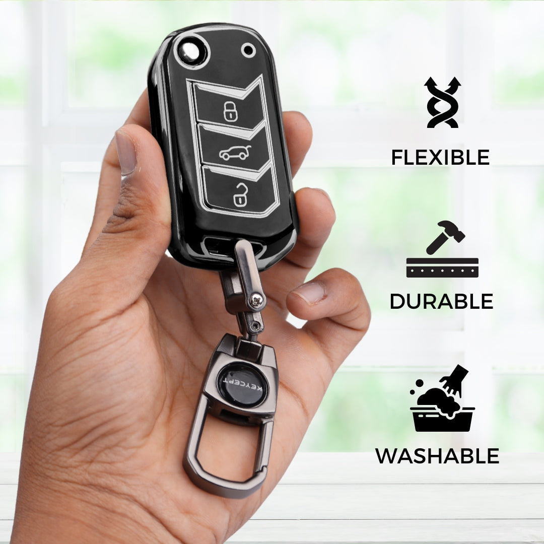 Mahindra Silver Line TPU Key Cover With Keychain