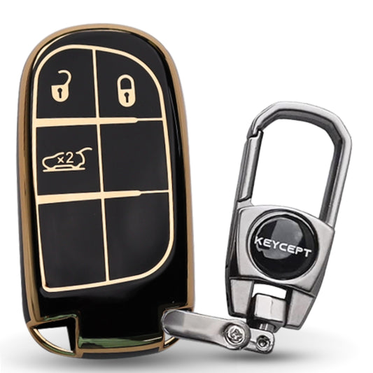 Jeep Gold Line TPU Key Cover with Keychain (Type 2)