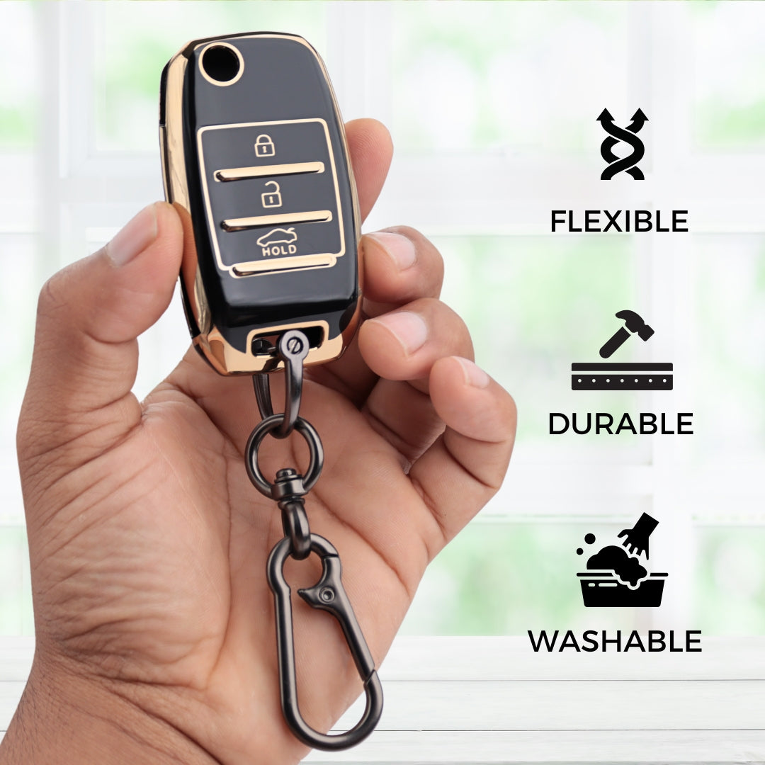 Kia Gold Line TPU Key Cover with Keychain