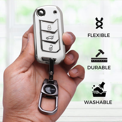 Mahindra Silver Line TPU Key Cover With Keychain